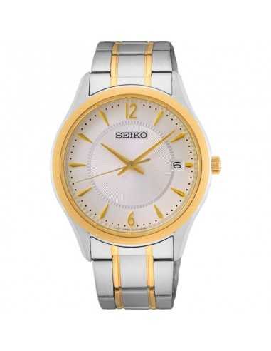 Seiko Sapphire Quartz Men's Watch White Dial with Two-Tone Gold and Silver