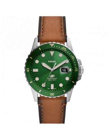 Fossil Chronograph Brown Eco Leather Band, Green Dial