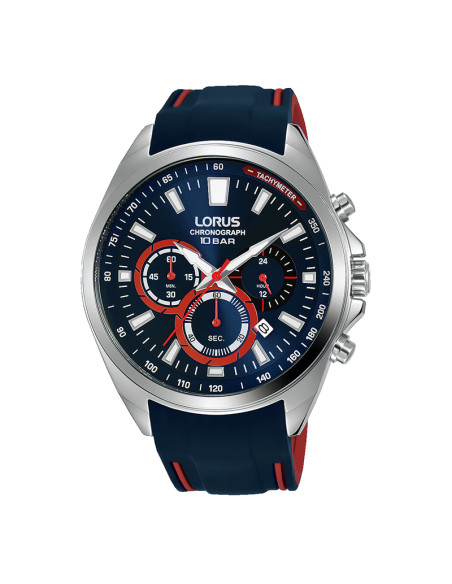 Lorus Blue Silicone Strap And Dial Sport Chronograph 10ATM Men's Watch