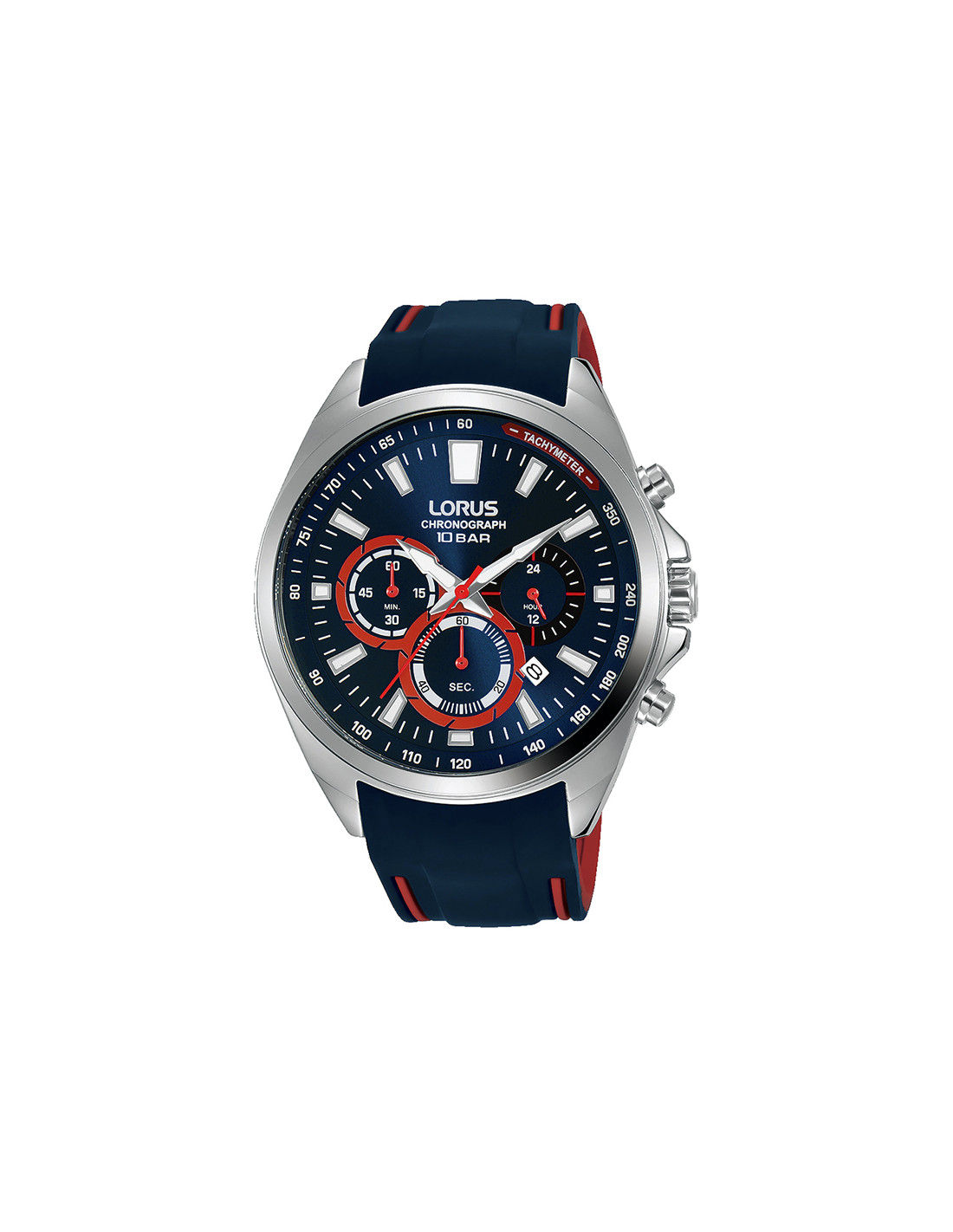 Lorus Blue Silicone Strap And Dial Sport Chronograph 10ATM Men's Watch