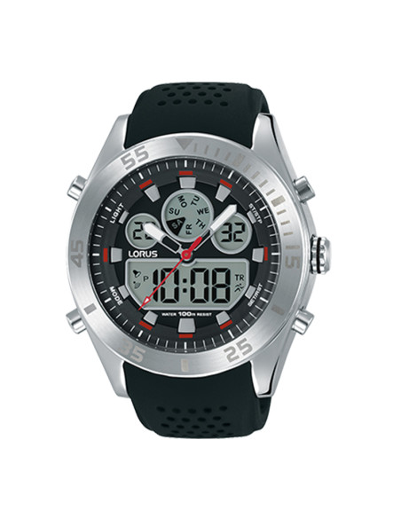 Lorus Digital Chronograph Men's Watch Black Silicone Band
