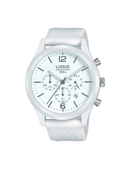 Lorus Quartz Chronograph Sport White Silicone Wrap And Dial Men's Watch