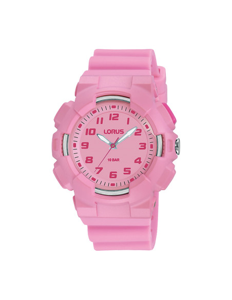 Lorus Quartz Numbers Pink Dial And Silicone Band Girly Kid's Watch