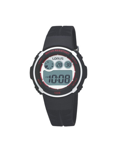 Lorus Digital Black Silicone Band Black Digits...