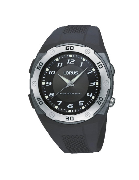 Lorus Quartz Black Silicone Band Grey Dial With Numbers Men's Watch