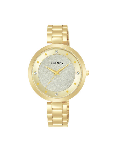 Lorus Quartz Gold Women's Watch Grey Glitter Dial