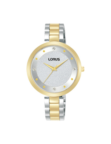 Lorus Quartz Gold and Silver Women's Watch Grey Glitter Dial