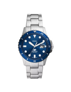 Fossil Quartz Silver Stainless Steel Band Blue Dial Men's...