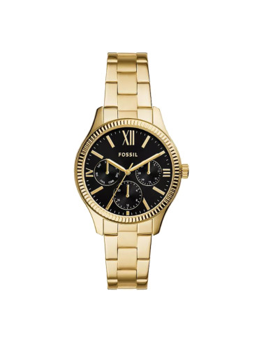 Fossil Multifunction Gold Stainless Steel Women's Watch Black Dial