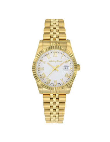 MATHEY-TISSOT White Dial Women's Gold Steel Watch Roman Numeral Date Display