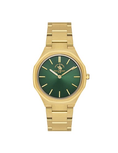 Santa Barbara Polo Gold Stainless Steel Band Green Dial Women's Quartz Watch