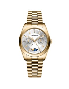 Adriatica Swiss Made Moon Sun Phase Gold Band White Dial Quart Women s Watch