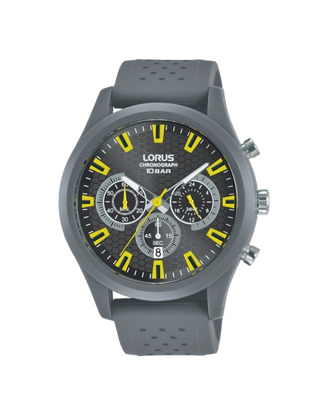 Lorus Chronograph Sport Grey Silicone Strap Men's Watch Grey Dial