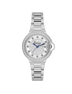 Freelook Classy Women's Watch Silver Steel Band White...