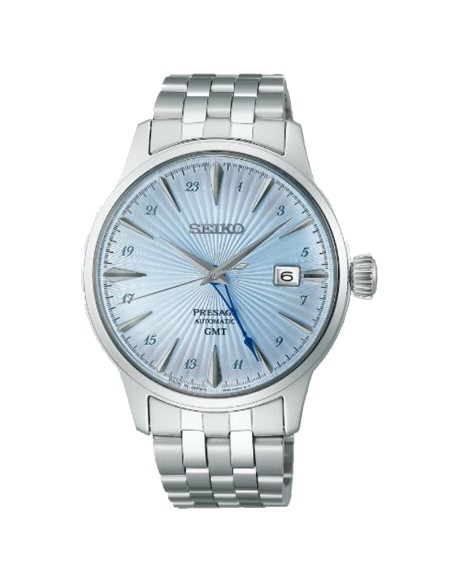 Seiko Presage Cocktail Time GMT Automatike Silver Fushe Bojeqielli per Meshkuj