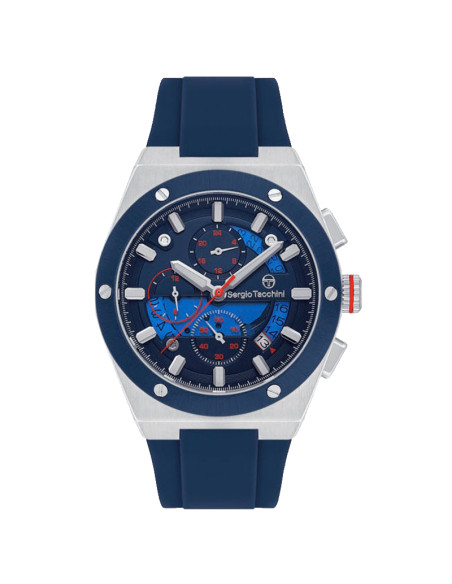 Sergio Tacchini Blue Dial and Silicone Band Sport Men's Open Calendar