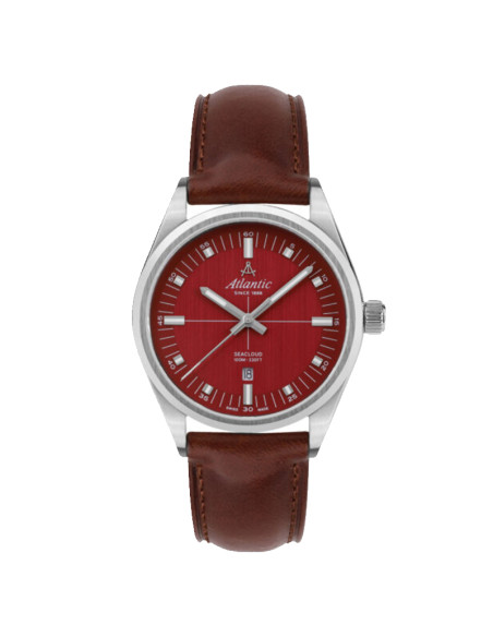 Atlantic Seacloud Gents Watch Classic Red Leather and Dial Quartz