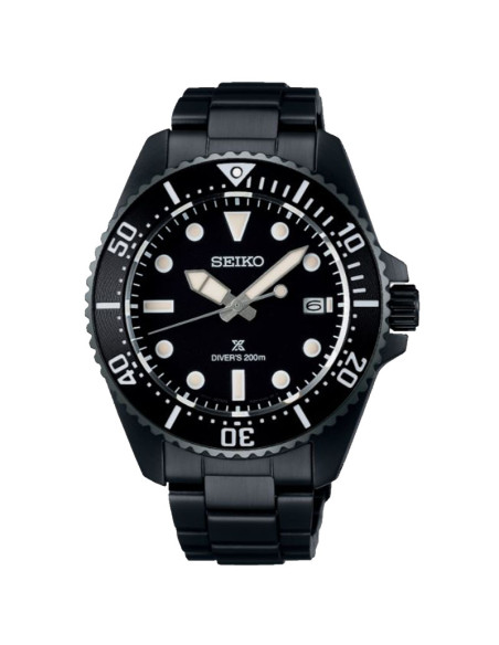 Seiko Prospex Solar Quartz Men's All Black Watch Diver's 200m