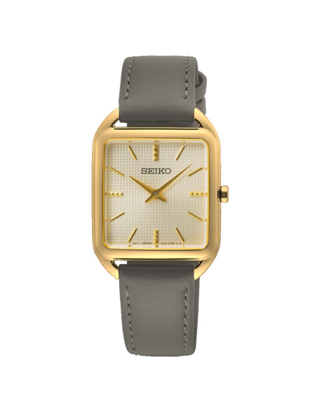Seiko Square Gold Simple Women's Watch Quartz Leather Band
