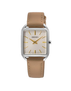 Seiko Square Silver Simple Women's Watch Quartz Leather Band