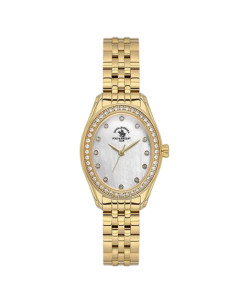 Polo Women's Oval Watch White Dial Gold Band Quartz