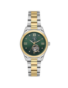 Polo Women's Automatic Open Heart Watch Gold/Silver Band...