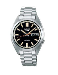 Seiko 5 Sports Automatic Silver Men's Watch Black Dial...