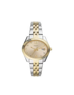 Fossil Two Tone Quartz Woman's Watch 5ATM Grey Dial