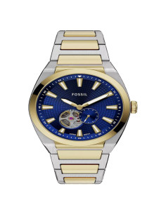Fossil Automatic Open Heart Two Tonned Men's Watch Blue Dial
