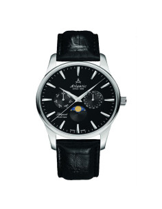 Atlantic Seaport Moonphase Men's Watch Black Leather...